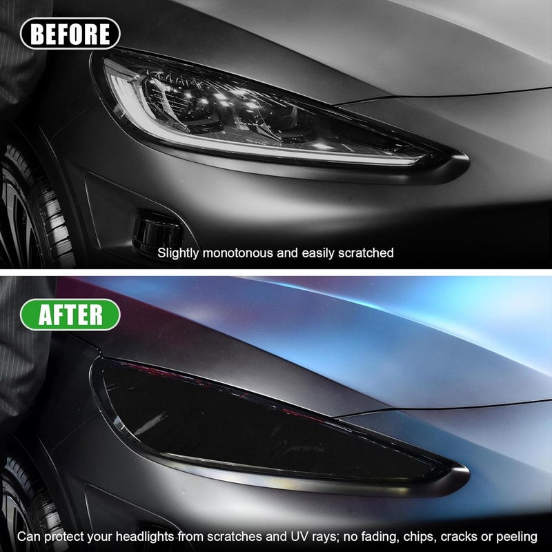 Suvnie 12 48 Inch Car Tint Film, Shiny Chameleon Headlights Tail Lights Fog Lights With Squeeze & Cutter, Self Adhesive Vinyl Sticker Sheet Roll Car Accessories (Dark Black) - Image 3